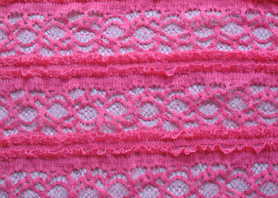 Rosados hecho a ganchillos atan el estiramiento el 8% el 92% de nylon Encogimiento-resistente Spandex CY-LW0220 de la tela